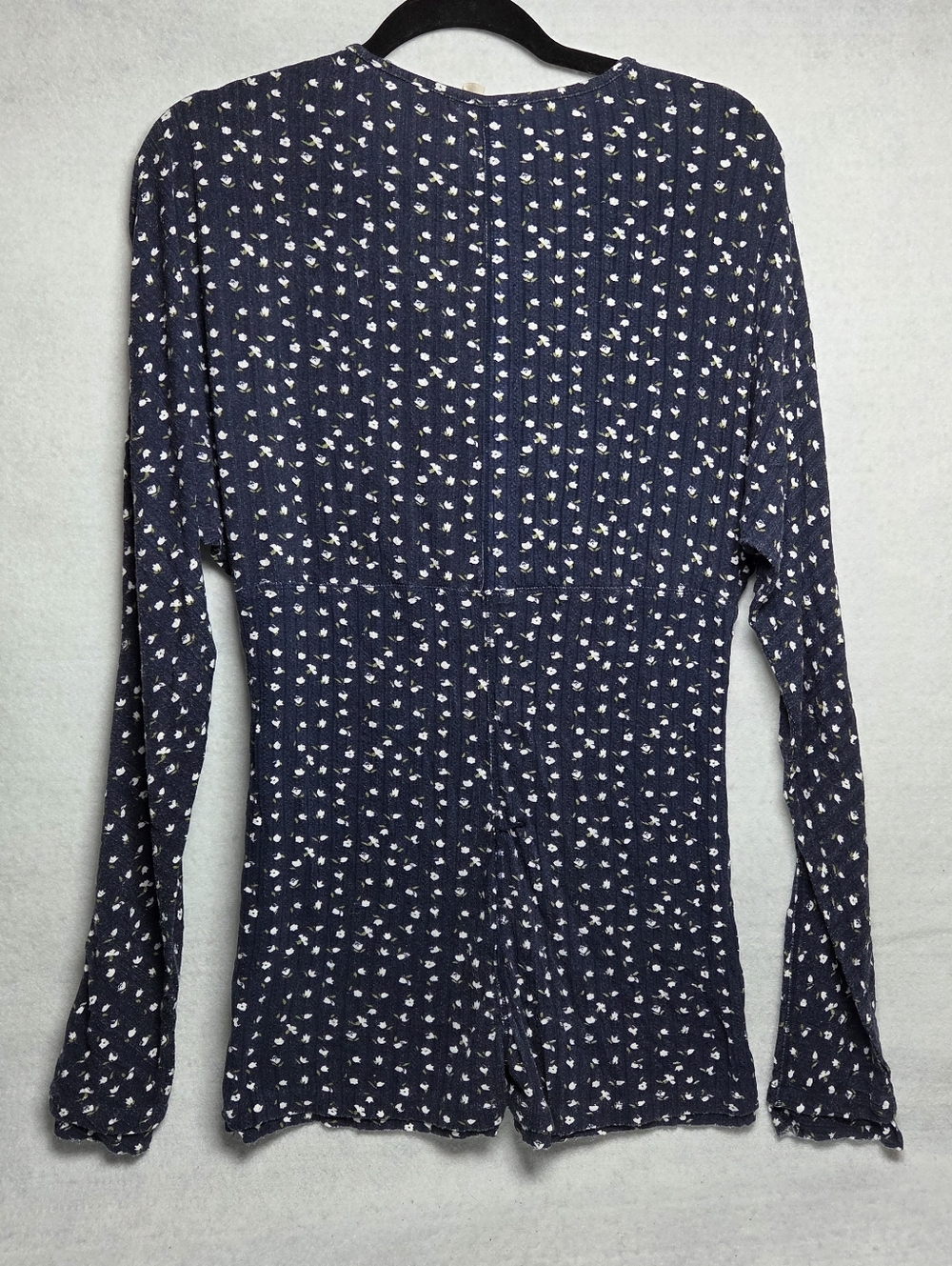 Free People Navy Floral L Thumbhole Romper PJ | Soft Girl Boho Coquette Lounge - Picture 5 of 12
